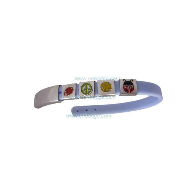 PVC Wristband with Stainless Steel Charm