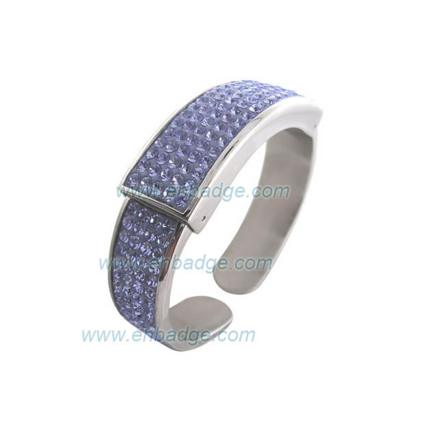 Stainless Steel Bangle with Crystal