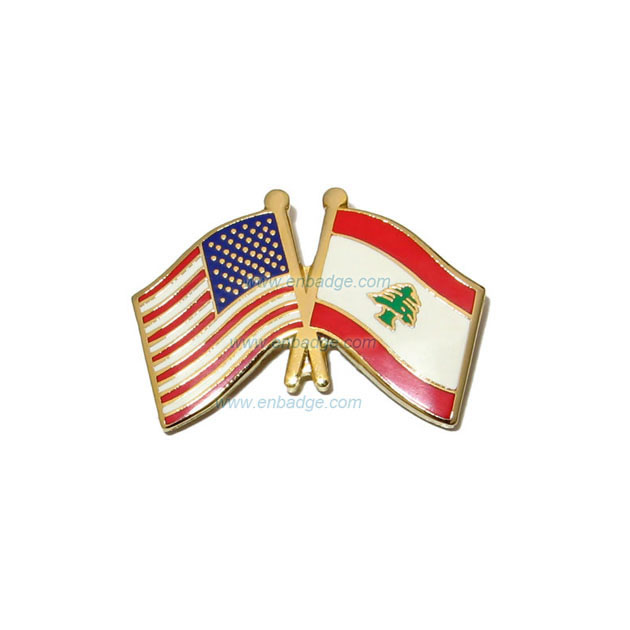 Twin Flag Pin Lebanon & USA