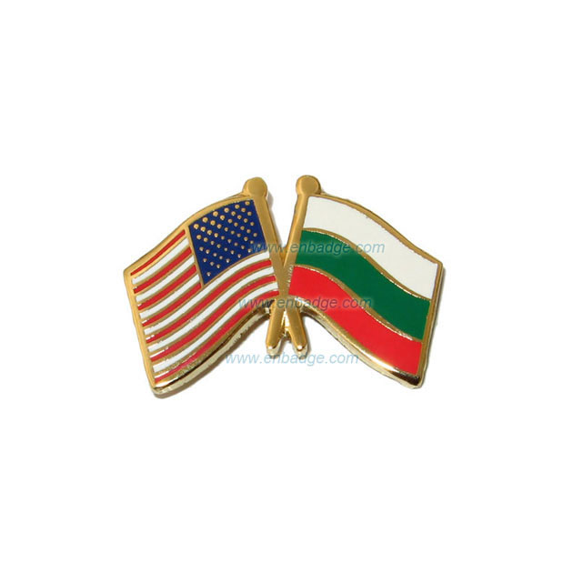 Twin Flag Pin Bulgaria & USA