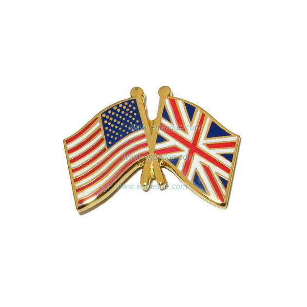 Twin Flag Pin UK & USA